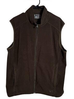 REI Fleece Vest XL Brown Full Zip Lightweight Outdoor Hiking